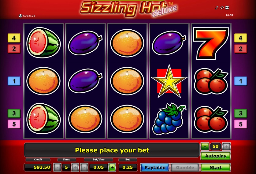 sizzling hot slot reel view