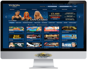 europa casino homepage in an imac